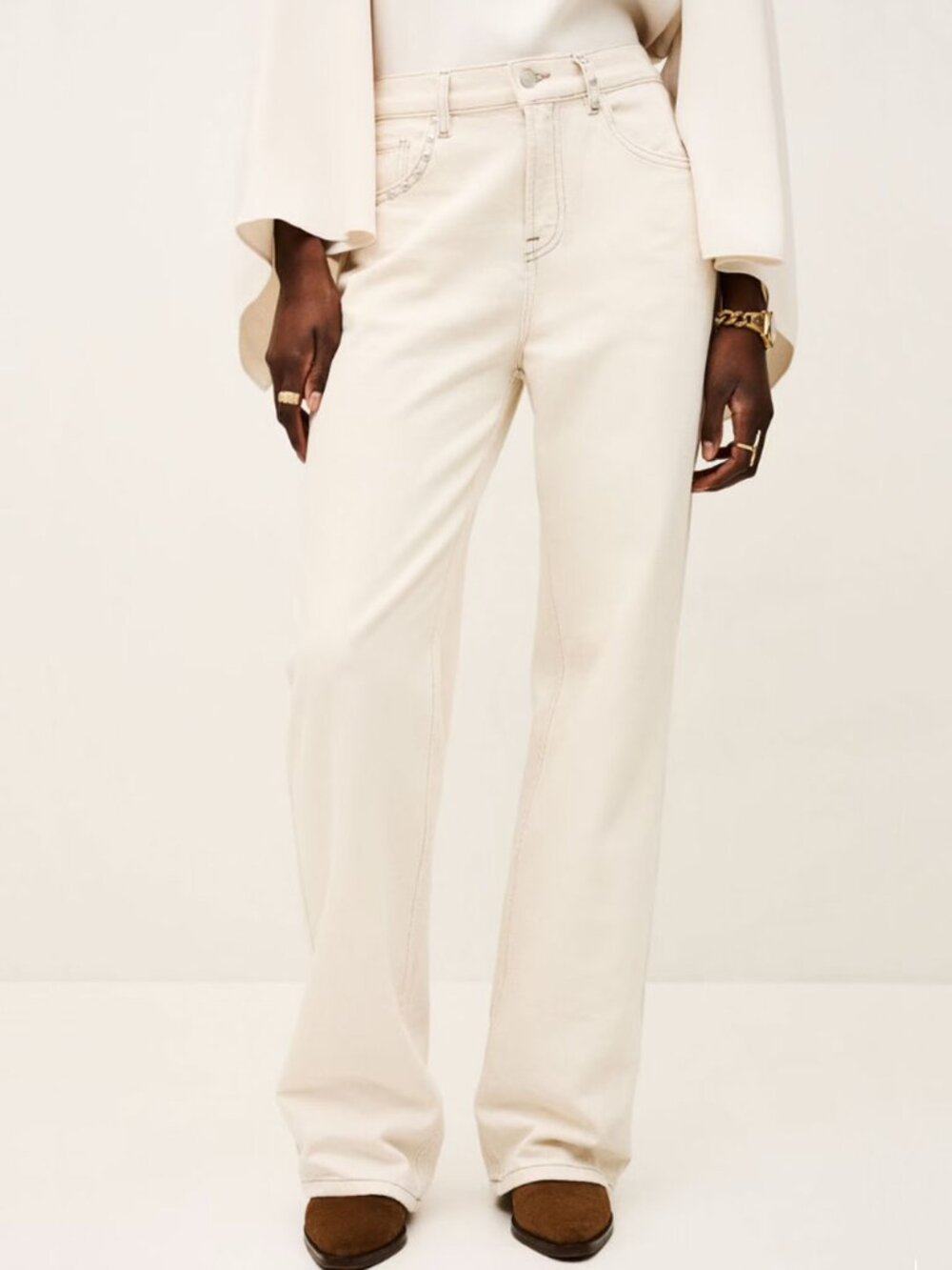 BA&SH Stunner Jeans with Studs in Ecru EU 40 / US Large